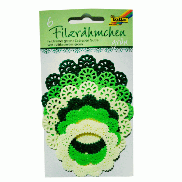 Набір висічок з фетру для декорування Felt Frames зелені відтінки 6 шт.