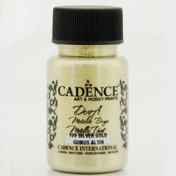 Акриловая краска металлик №159 Золотое серебро 50 мл, Cadence Dora Metallic Paint