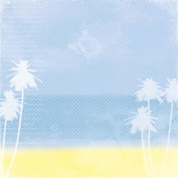 Бумага для скрапбукинга,  Scrapberry&#039;s,30.5х30.5 см, 180 гр/м. Там, где море. Следы на песке