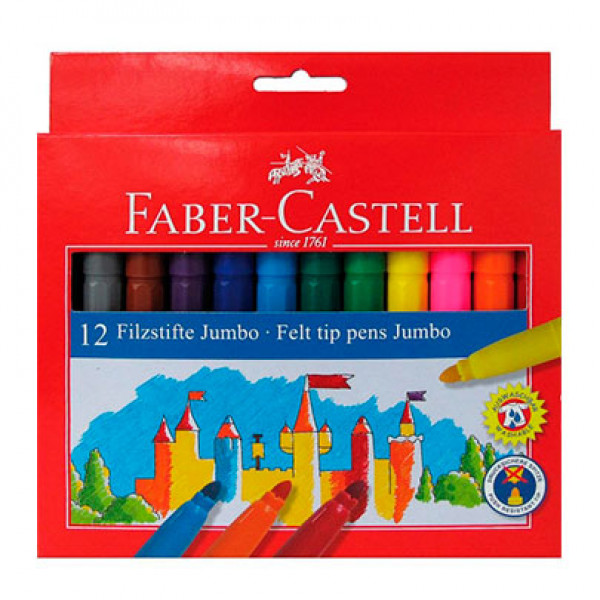 Фломастери Faber-Castell Filip Jumbo, картонна упаковка, 12 кольорів