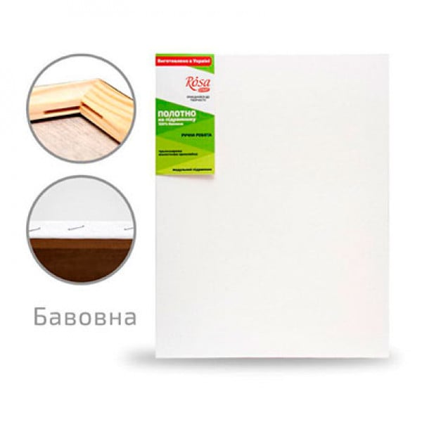 Полотно на підрамнику ROSA Studio (БН), бавовна дрібне зерно, акриловий грунт, 30*30 см.