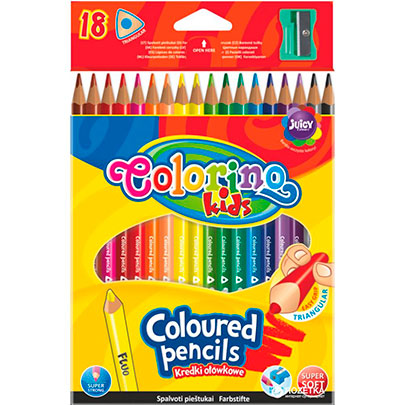 Карандаши цветные треугольные Colorino 18 цв., +точилка