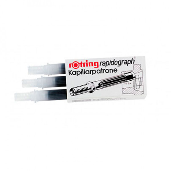 Картридж черный для рапидографа Rotring, 3 шт.