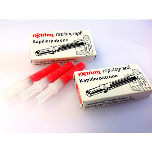 Картридж красный для рапидографа Rotring, 3 шт.