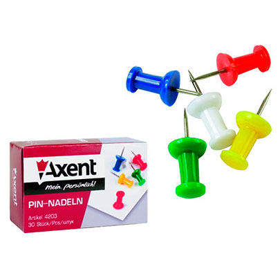 Кнопки-гвозди цветные Axent, 30 шт.