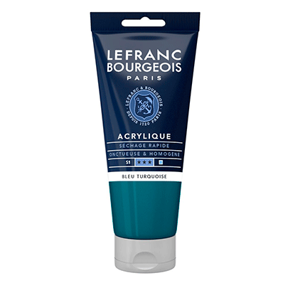 Краска акриловая Lefranc Fine Acrylic Color, Serie 1, 80 мл, #050 Бирюзовый (Turqouise blue)