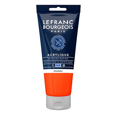 Краска акриловая Lefranc Fine Acrylic Color, Serie 1, 80 мл, #201 Оранжевый (Orange)