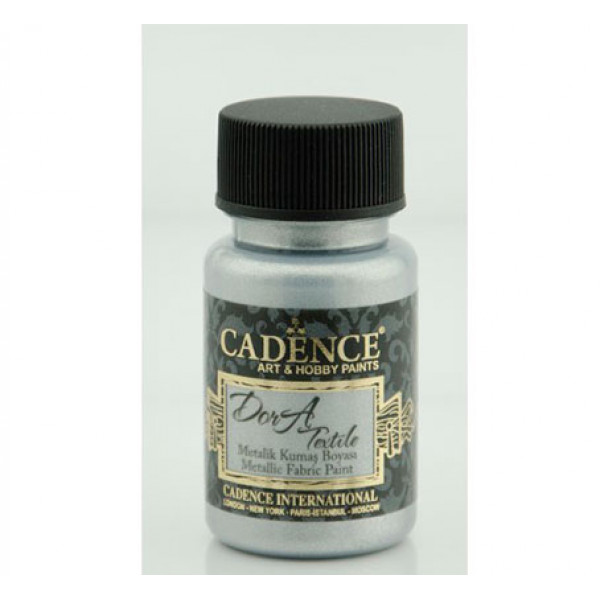 Фарба по тканині металік №32 Срібна 50 мл., Cadence Dora Textil Metallic Fabric Paint