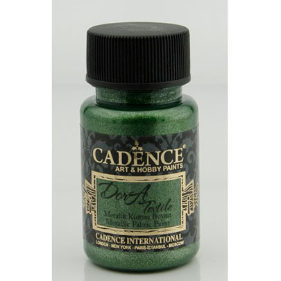 Краска для ткани металлик Cadence Dora Textil Metallic Fabric Paint, 50 мл., зелёный