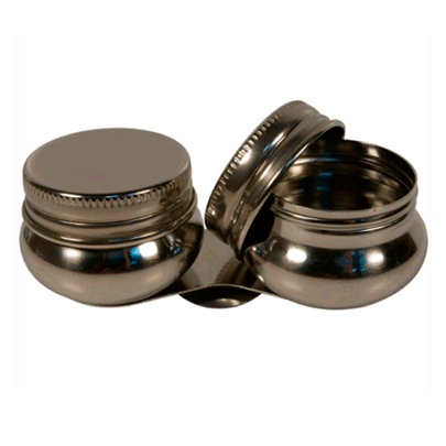 Масленка двойная D.K.Art & Craft, металлическая (d:4х9 см), с крышкой