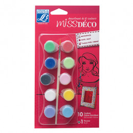 Набір акрилу, матові Miss Deco set Deco Matt, 10шт + пензлик