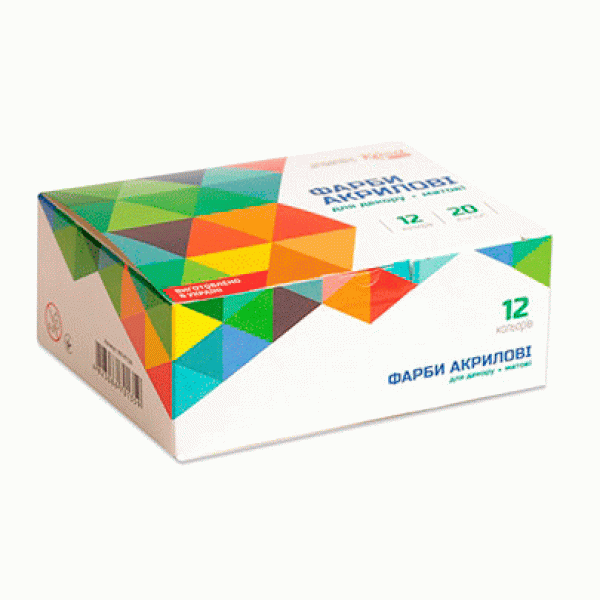 Набір акрилових фарб для декору, 12х20 мл