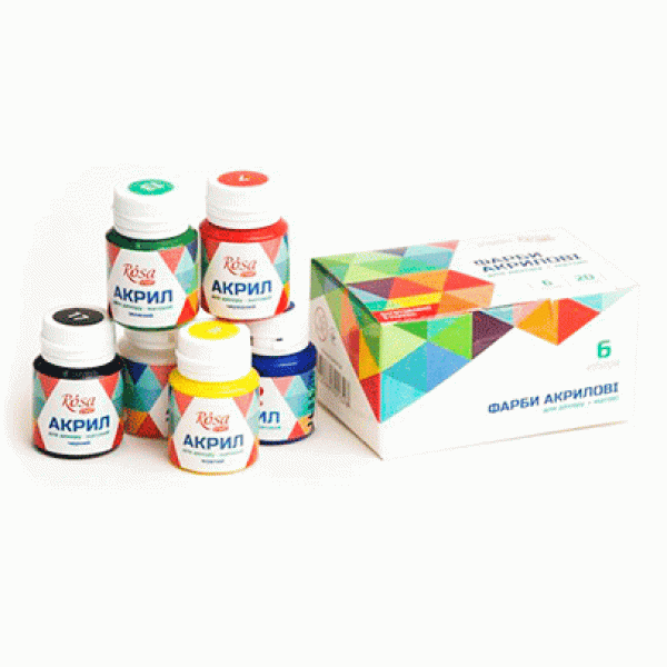 Набір акрилових фарб для декору, 6х20 мл