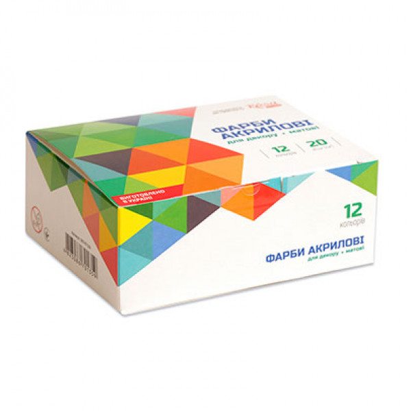 Набір акрилових фарб для декору ROSA START, матові, 12х20мл