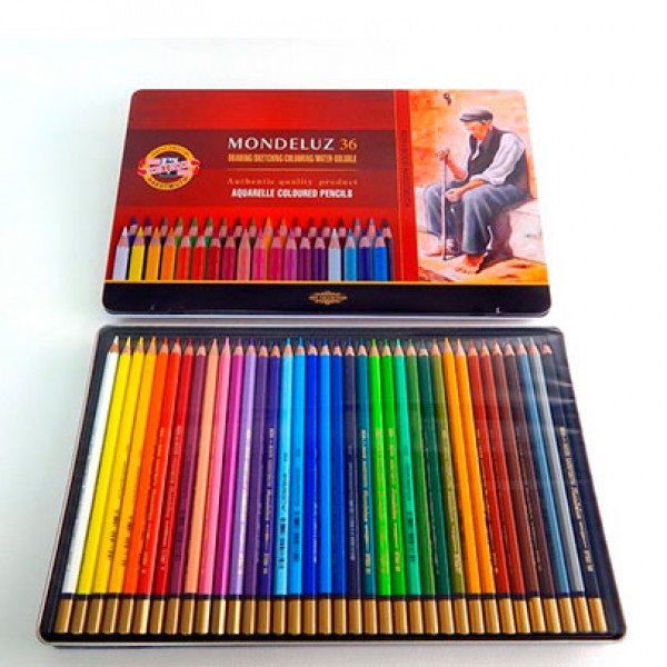 Набір акварельних олівців MONDELUZ 36 шт., Металева уп-ка