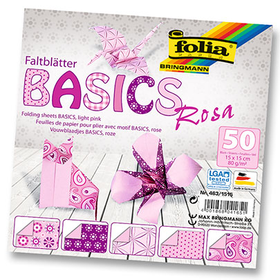 Набор бумаги для оригами Folia Basic, 15х15 см, розовый