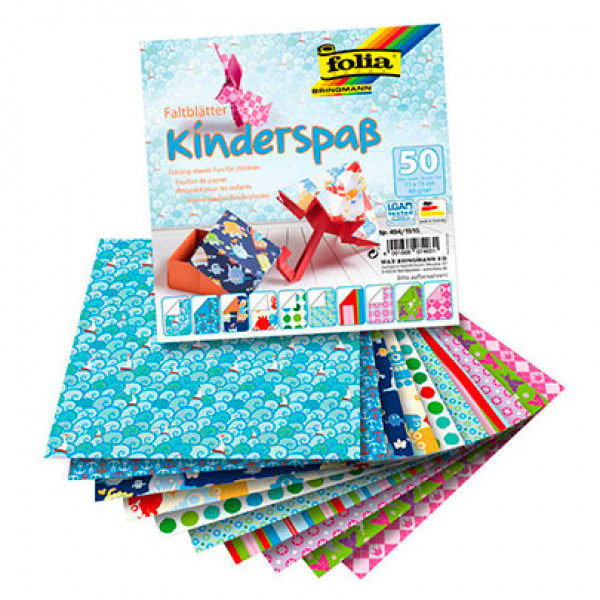 Набор бумаги для оригами Folia "Kids", 15х15 см, 80 гр., 50 листов