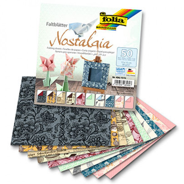 Набор бумаги для оригами Folia "Nostalgia", 15х15 см, 80 гр., 50 листов