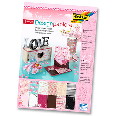 Набор бумаги для скрапбукинга Folia Design Paper, А4, 12 листов, Sweet