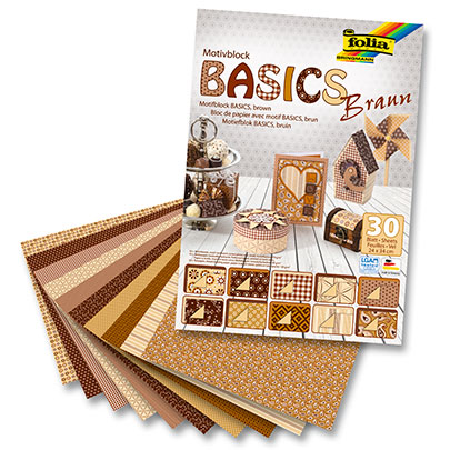 Набор бумаги для скрапбукинга Folia Design Papers Basics, 24х34 см, 30 листов, коричневый