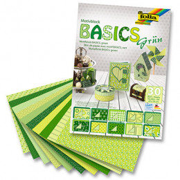 Набор бумаги для скрапбукинга Folia Design Papers Basics, 24х34 см, 30 листов, зеленый