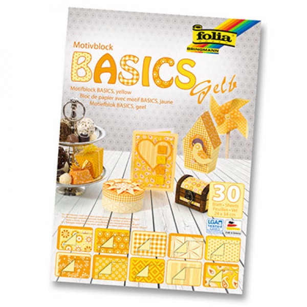 Набор бумаги для скрапбукинга Folia Design Papers Basics, 24х34 см, 30 листов, желтый