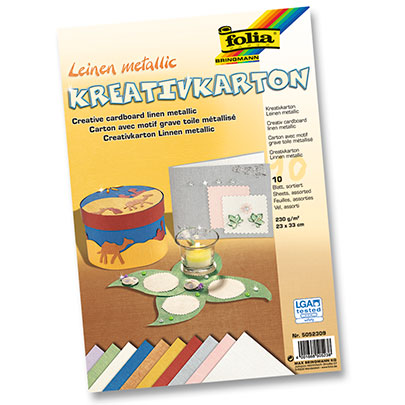 Набор бумаги Folia Creative Card Linen metallic, 23х33 см, Лен металлик, 10 листов