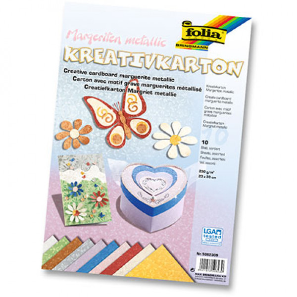 Набір паперу Folia Creative Card "Marguerite metallic", 23х33 см, Маргаритки металік, 10 аркушів
