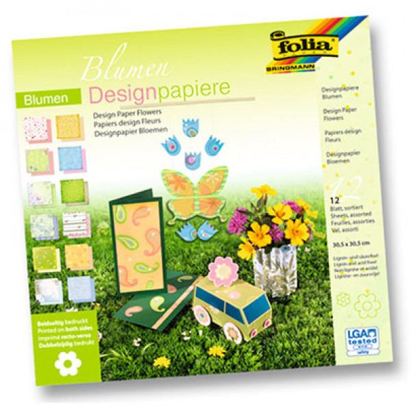 Набор бумаги Folia Designer Papers Pads, "Цветы", 30.5х30.5, 12 листов
