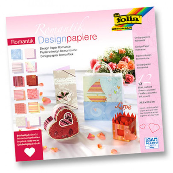 Набір паперу Folia Designer Papers Pads, "Романтика", 30.5х30.5, 12 аркушів