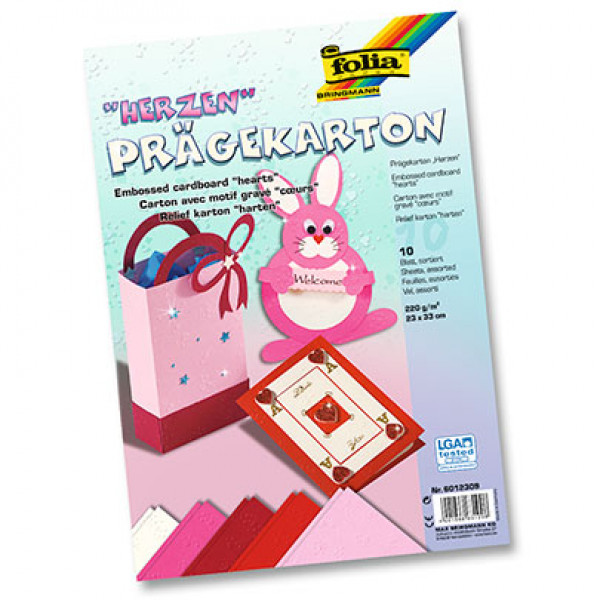 Набор бумаги с тиснением Folia Texture Card embossed, "Сердца"