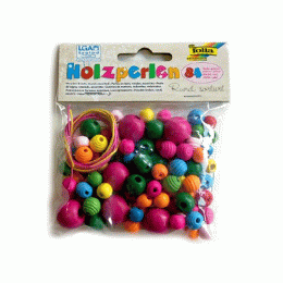 Набір дерев'яного бісеру Wooden Beads, 84 шт, круглий
