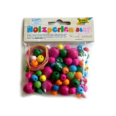Набор деревянного бисера Wooden Beads, 84 шт, круглый