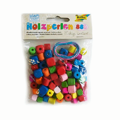 Набор деревянного бисера Wooden Beads, 88 шт, ассорти