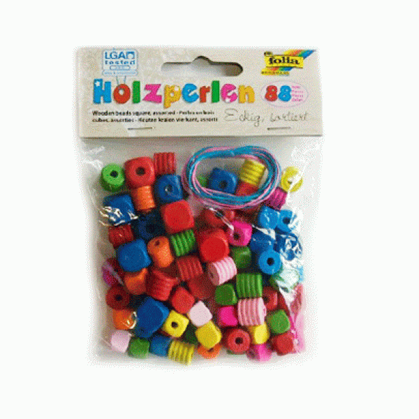 Набір дерев'яного бісеру Wooden Beads, 88 шт, асорті