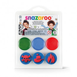 Набір для аквагриму "Пірат", 3 фарби + 3 трафарети