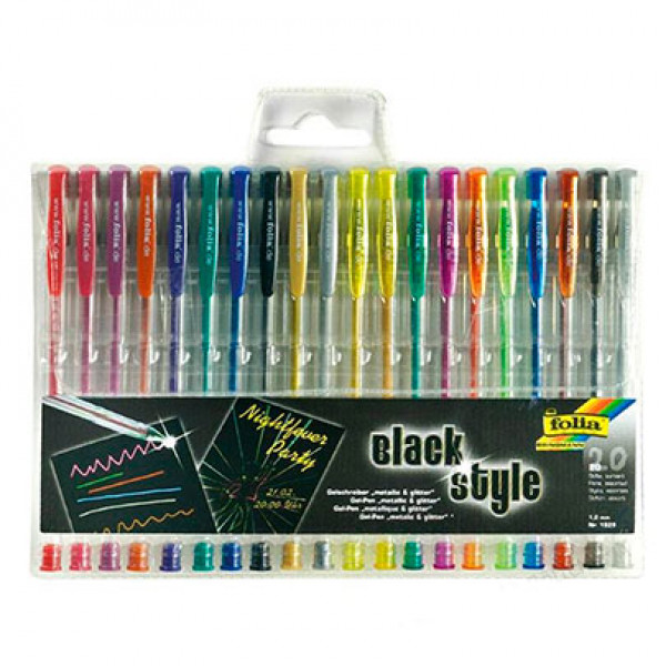 Набор гелевых ручек Folia Gel-Pens Glitter + Metallic, 20 шт
