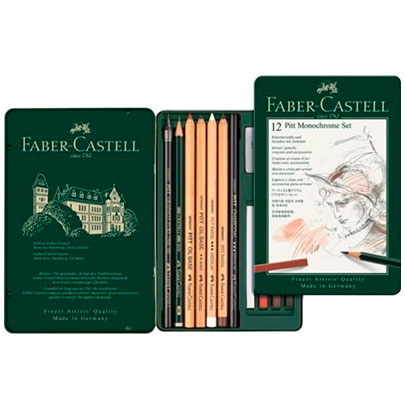 Набор художественный Pitt Monochrome Set, металлическая коробка, 12 предметов