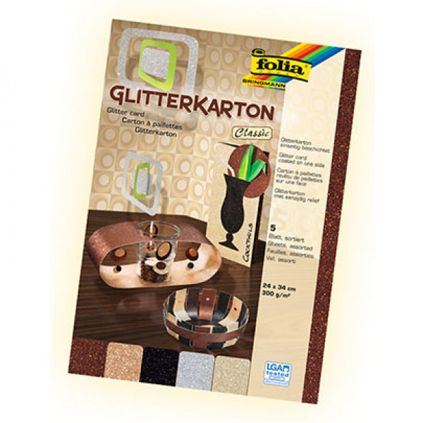 Набір картону з блискітками Folia Glitter Board 300г, Classic