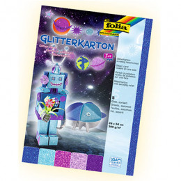Набір картону з блискітками Folia Glitter Board 300г, Ice