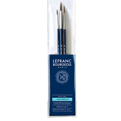 Набор кистей для акварели Lefranc Fine Squirrel Brashes, 3шт (№ 4,8,12)
