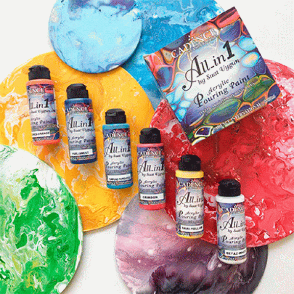 Набір фарб для створення ефекту рідкий акрил, Fluid Art, Cadence Pouring effect medium, 6 шт