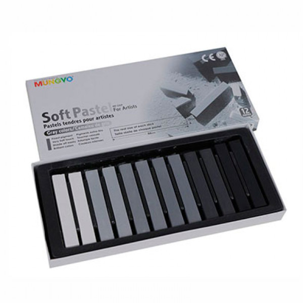 Набор мягкой пастели "Серый", 10х10х66мм, 12 цвета