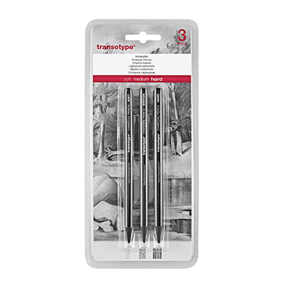Набор угольных карандашей Transotype, 3 шт (мягкий / средний / твердый)