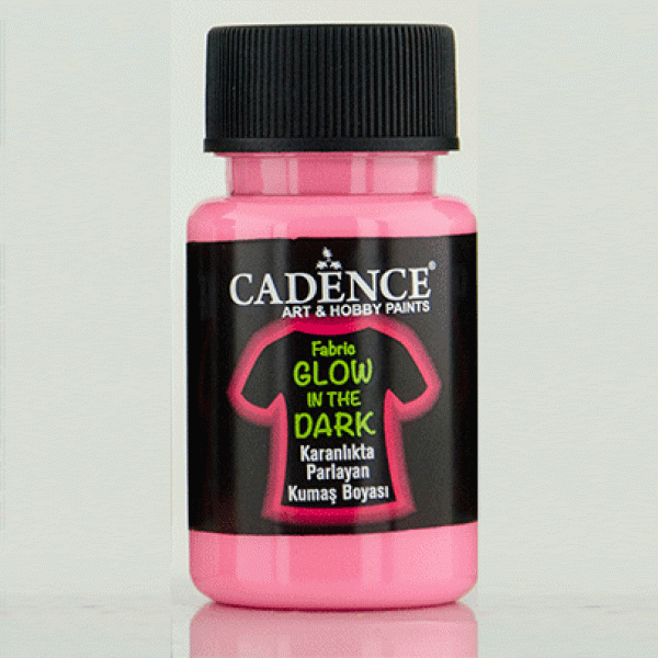 Світлонакопичувальна акрилова фарба для тканини, Cadence Fabric Glow In The Dark, 50 мл, Рожева