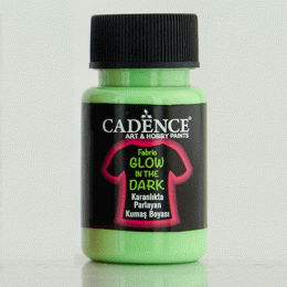 Світлонакопичувальна акрилова фарба для тканини, Cadence Fabric Glow In The Dark, 50 мл, Зелена