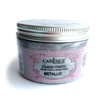 Текстурная паста для ткани металлик Fabric Metallic Relief Past, 150 мл, серебро